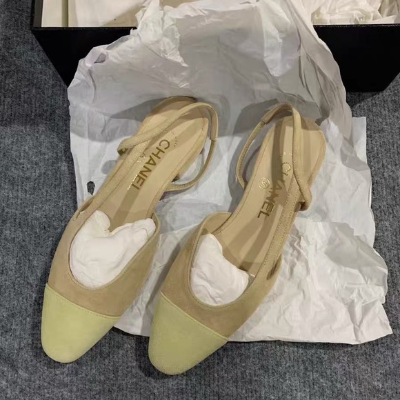 Chanel yellow suede slingback 36.5/6.5-7 NWOT - Picture 3 of 4
